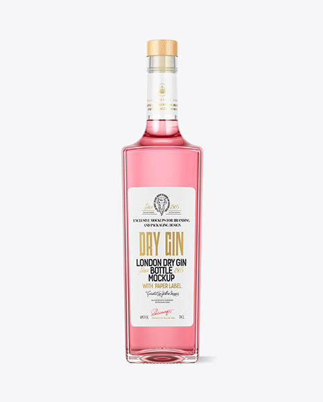 Clear Glass Dry Gin Bottle Mockup