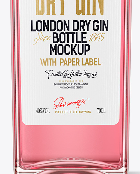 Clear Glass Dry Gin Bottle Mockup