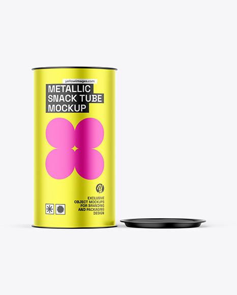 Opened Metallic Snack Tube Mockup - Potato mockup