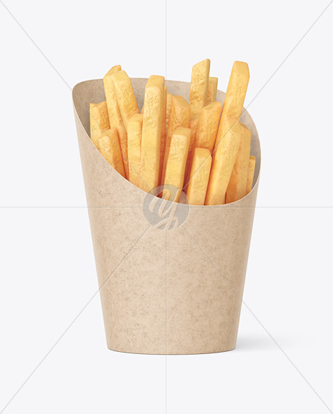 Kraft Paper Cup w/ French Fries Mockup