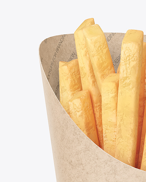 Kraft Paper Cup w/ French Fries Mockup