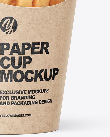 Kraft Paper Cup w/ French Fries Mockup