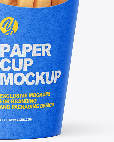 Kraft Paper Cup w/ French Fries Mockup