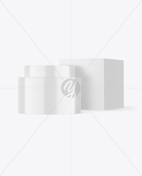 Glossy Cosmetic Jar With Box Mockup