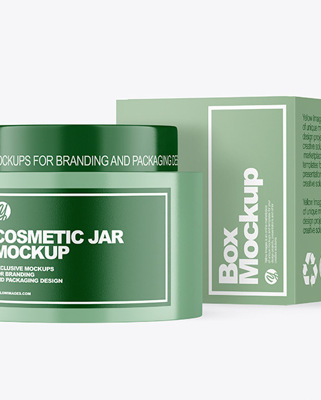 Glossy Cosmetic Jar With Box Mockup