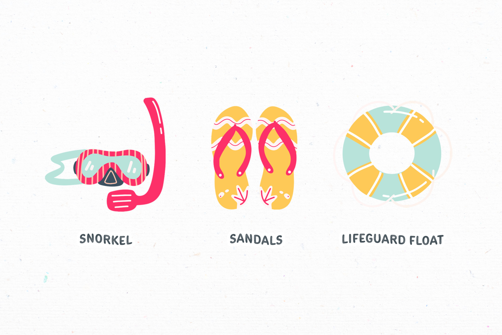 Hot Pink Bright and Cheerful Summer Vacation Illustration Set Hot Pink Bright and Cheerful Summer Vacation Illustration Set