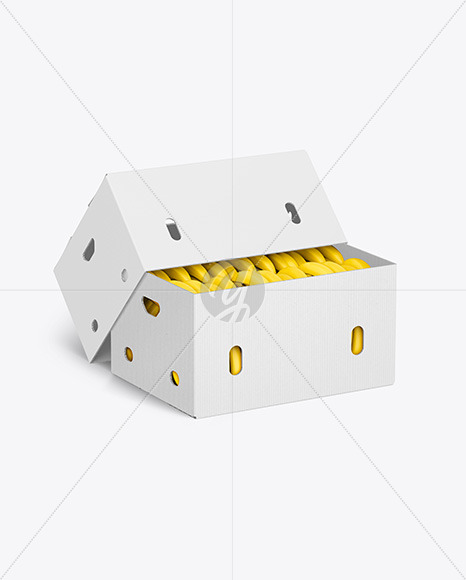 Paper Box with Bananas Mockup