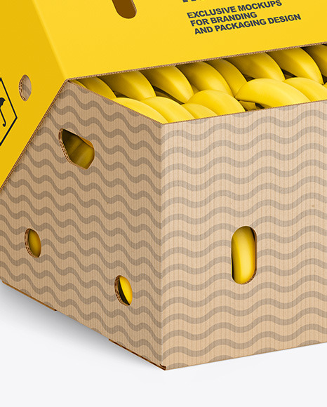 Paper Box with Bananas Mockup