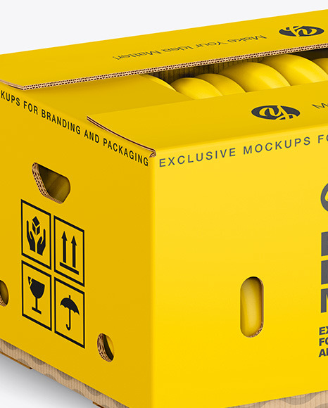 Paper Box with Bananas Mockup