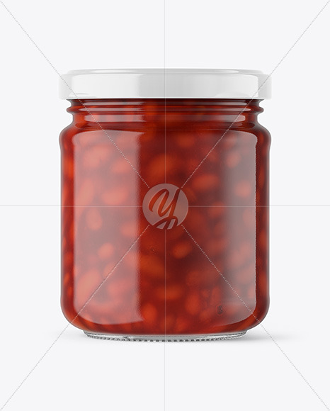 Clear Glass Jar with Beans Mockup