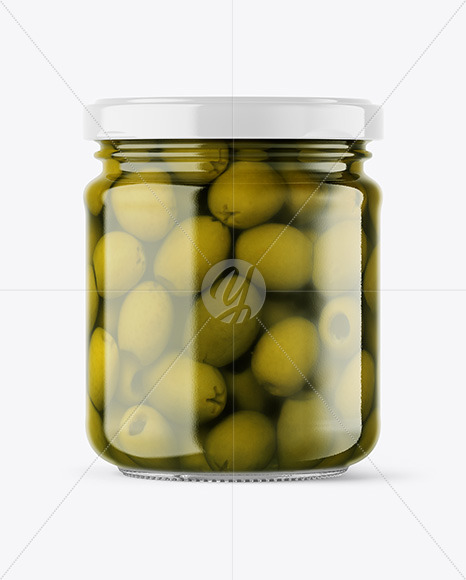 Clear Glass Jar with Olives Mockup