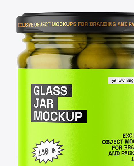 Clear Glass Jar with Olives Mockup