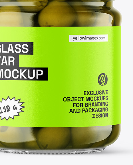 Clear Glass Jar with Olives Mockup