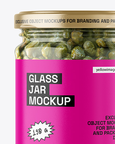 Clear Glass Jar with Capers Mockup