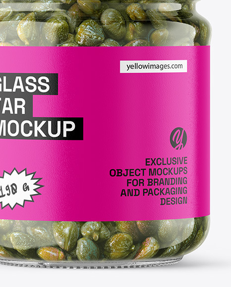 Clear Glass Jar with Capers Mockup