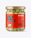 Clear Glass Jar with Champignons Mockup