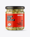 Clear Glass Jar with Champignons Mockup