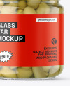 Clear Glass Jar with Champignons Mockup