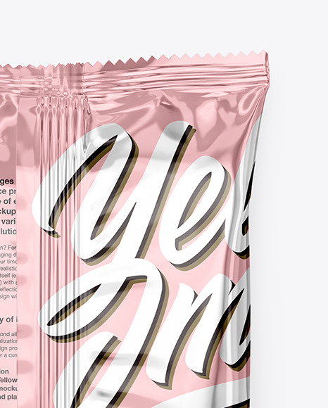 Glossy Metallic Snack Package Mockup