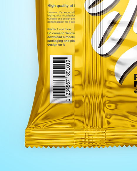 Glossy Metallic Snack Package Mockup