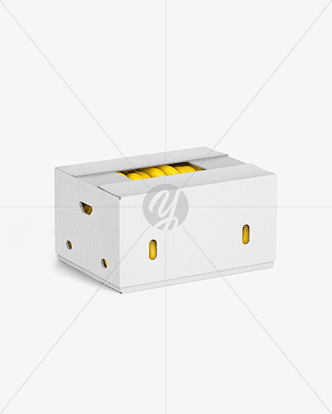 Corrugated Box with Bananas Mockup