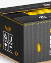 Corrugated Box with Bananas Mockup