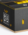 Corrugated Box with Bananas Mockup