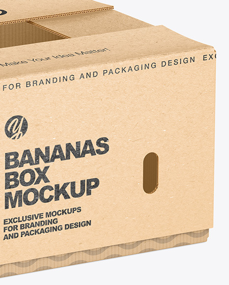 Kraft Box with Bananas Mockup