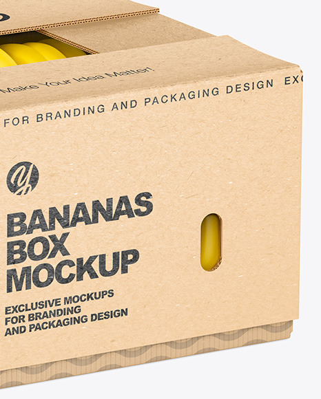 Kraft Box with Bananas Mockup