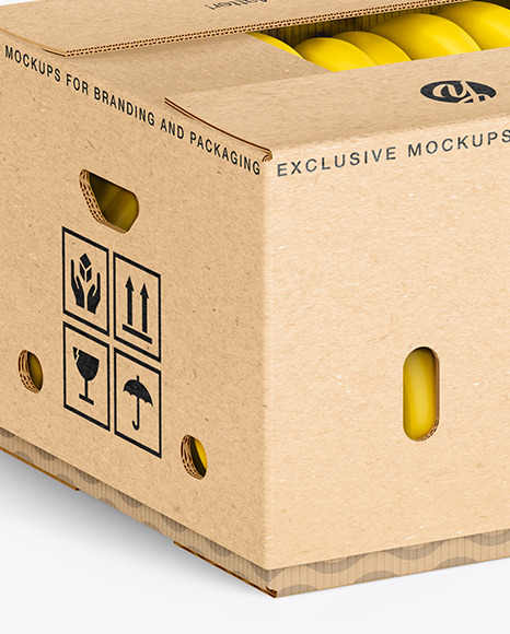 Kraft Box with Bananas Mockup