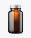 Empty Amber Glass Pills Bottle Mockup