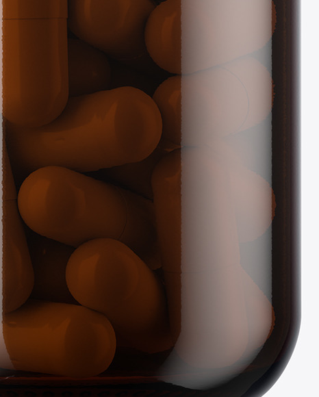 Amber Glass Pills Bottle Mockup