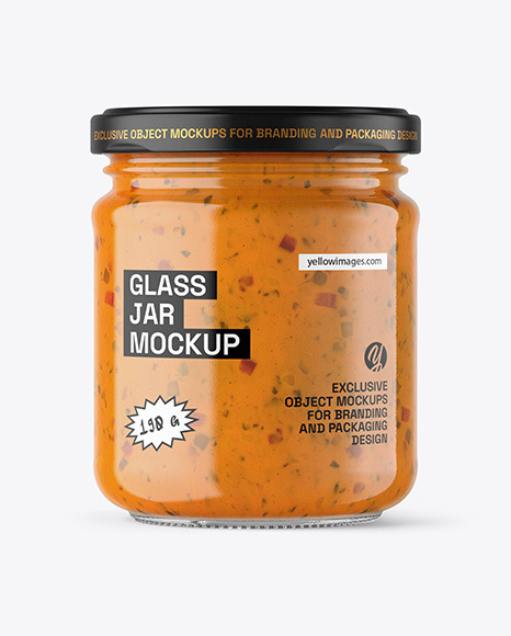 Clear Glass Jar with Chipotle Sauce Mockup