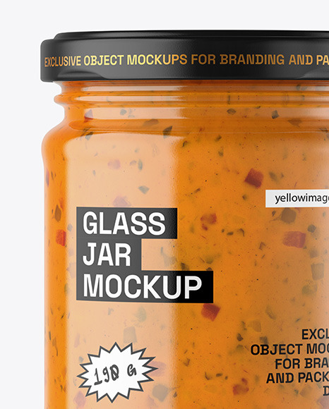 Clear Glass Jar with Chipotle Sauce Mockup