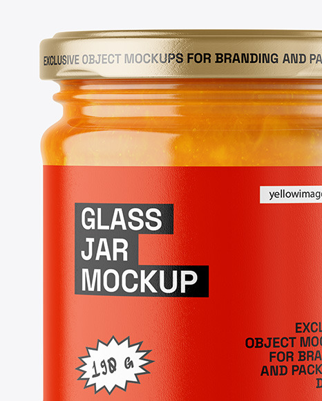 Clear Glass Jar with Mango Jam Mockup