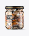 Clear Glass Jar with Mushrooms Mockup