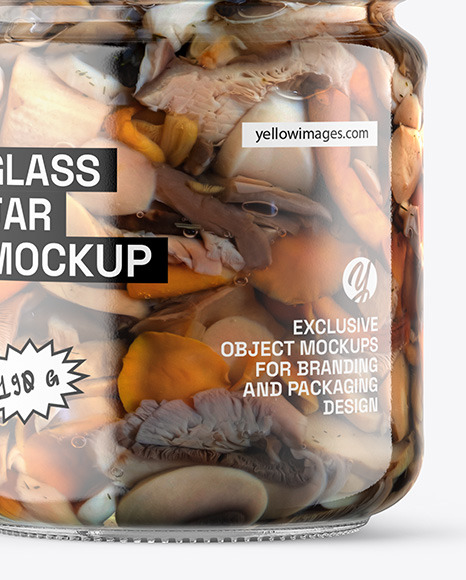 Clear Glass Jar with Mushrooms Mockup