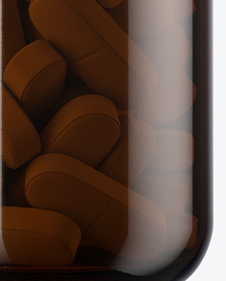 Amber Glass Pills Bottle Mockup