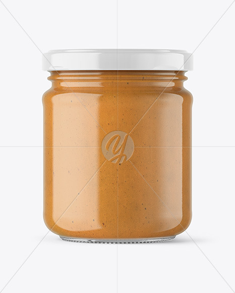 Clear Glass Jar with Peanut Butter Mockup