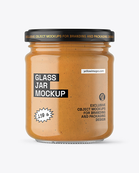 Clear Glass Jar with Peanut Butter Mockup