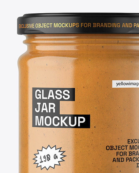 Clear Glass Jar with Peanut Butter Mockup