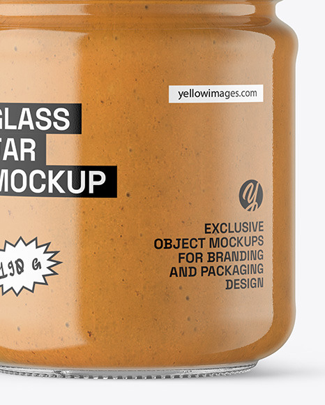 Clear Glass Jar with Peanut Butter Mockup