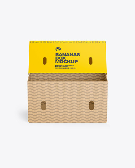 Paper Box with Bananas Mockup