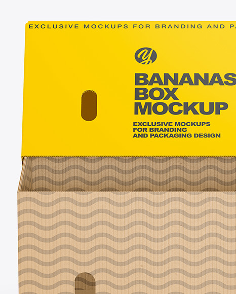 Paper Box with Bananas Mockup