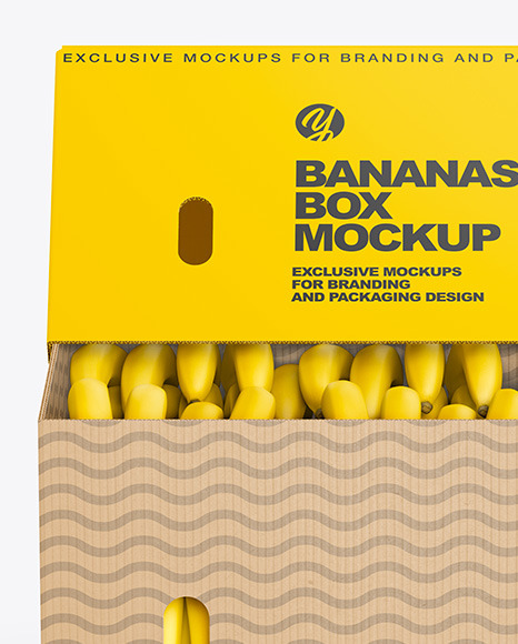 Paper Box with Bananas Mockup