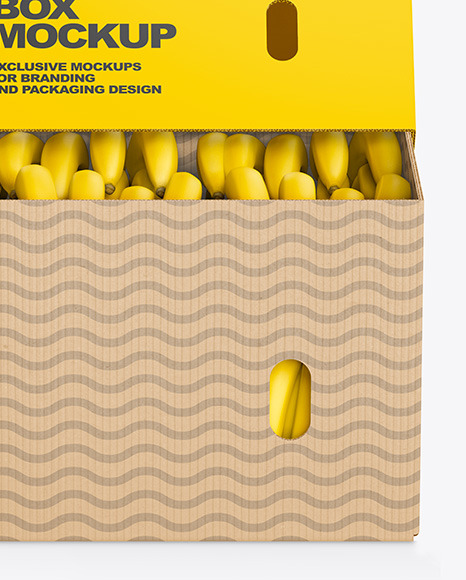 Paper Box with Bananas Mockup