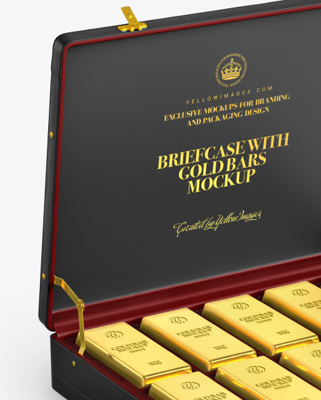 Briefcase with Gold Bars Mockup