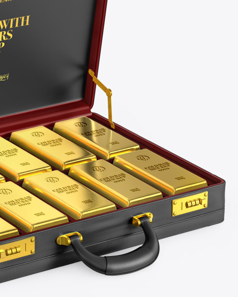 Briefcase with Gold Bars Mockup