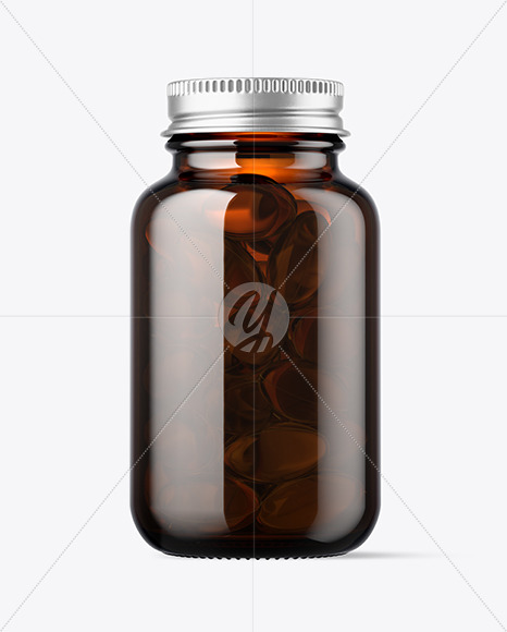 Amber Glass Fish Oil Bottle Mockup