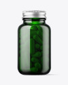 Green Glass Pills Bottle Mockup